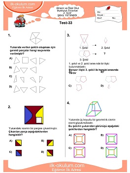 ilkokul 1. Sınıf Bilsem Zeka Testi 